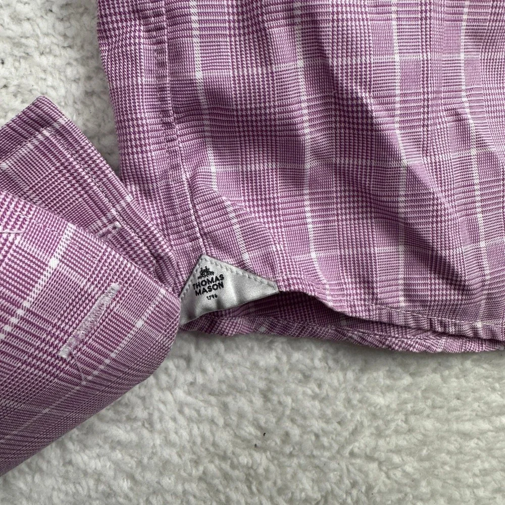 Liberty Shirt Co Thomas Mason Bespoke Purple Plaid Dress Shirt‎ Men's Size 3XL